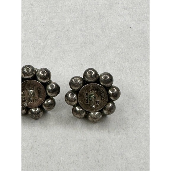 Vintage Sterling Silver Ball Earrings Signed MR Mexico Cluster Modernist 925 - Picture 11 of 16